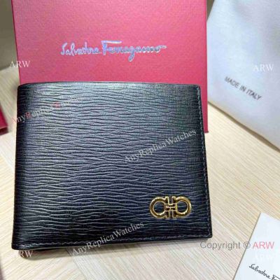 Top Replica Salvatore Ferragamo Gold logo Leather Wallet 8cc Slot